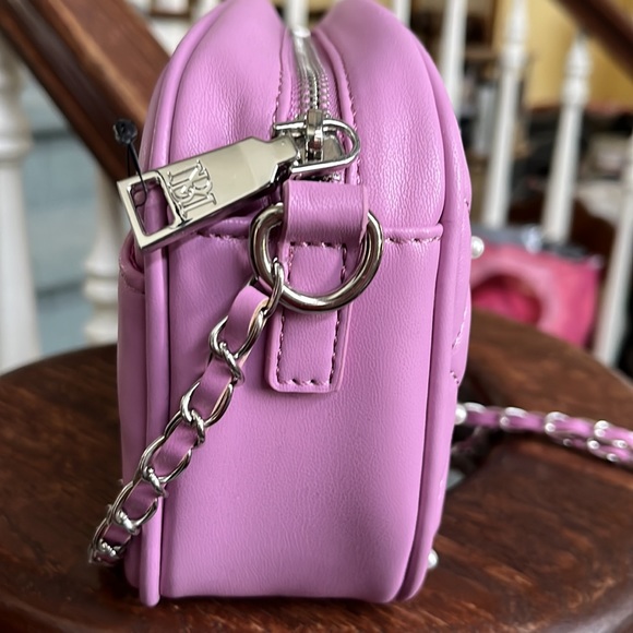 Badgley Mischka  NWT  quilted/beaded bag Crossbody /braided chain  Vegan Violet - Picture 3 of 11